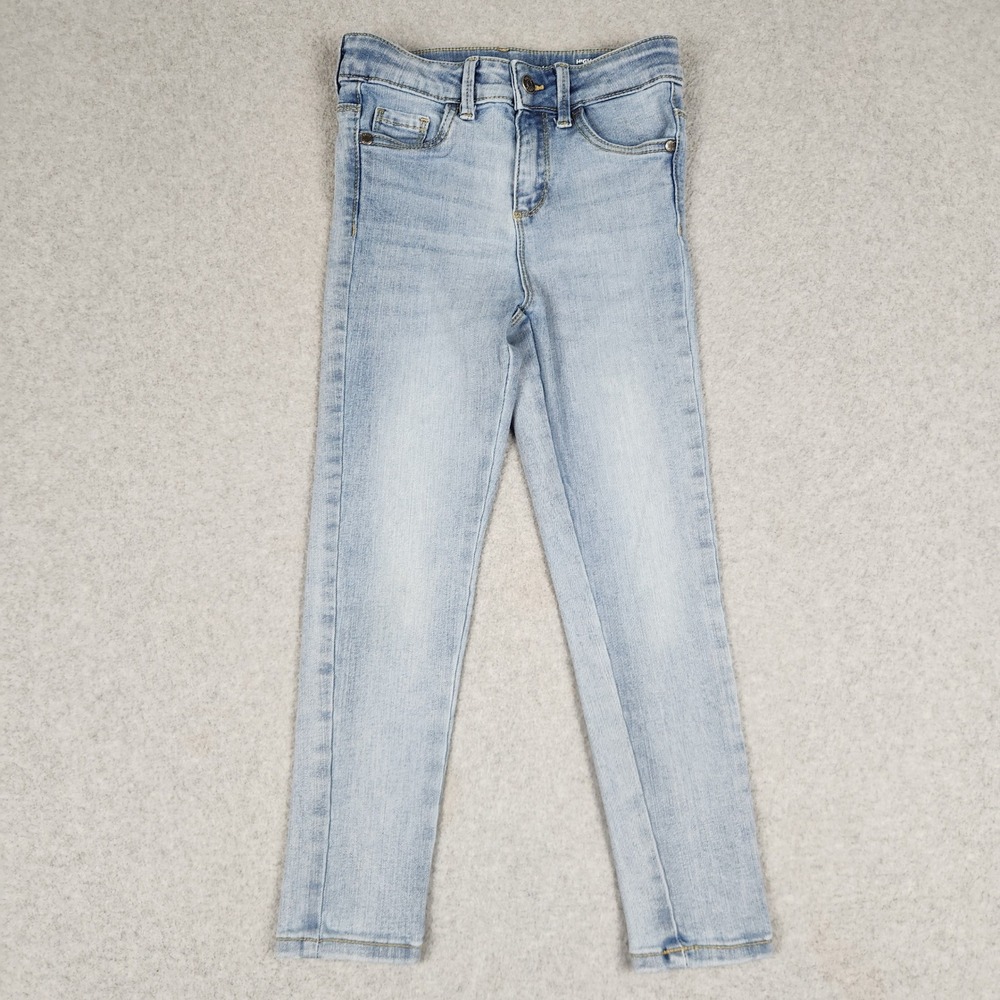 Falls Creek Jeans Girls S 6/6X Blue Denim Whiskered High Rise Skinny Stretch